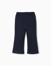 Carregar imagem no visualizador da galeria, Leggings à boca de sino cardadas para bebé menina, azul-marinho
