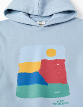 Carregar imagem no visualizador da galeria, Sweat de algodão com capuz e estampado Art Thinker para menino, azul
