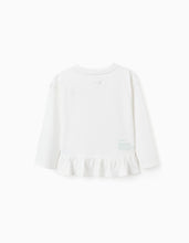 Carregar imagem no visualizador da galeria, T-shirt de Algodão com Folhos nas Costas para Menina &#39;Flor&#39;, Branco Zippy
