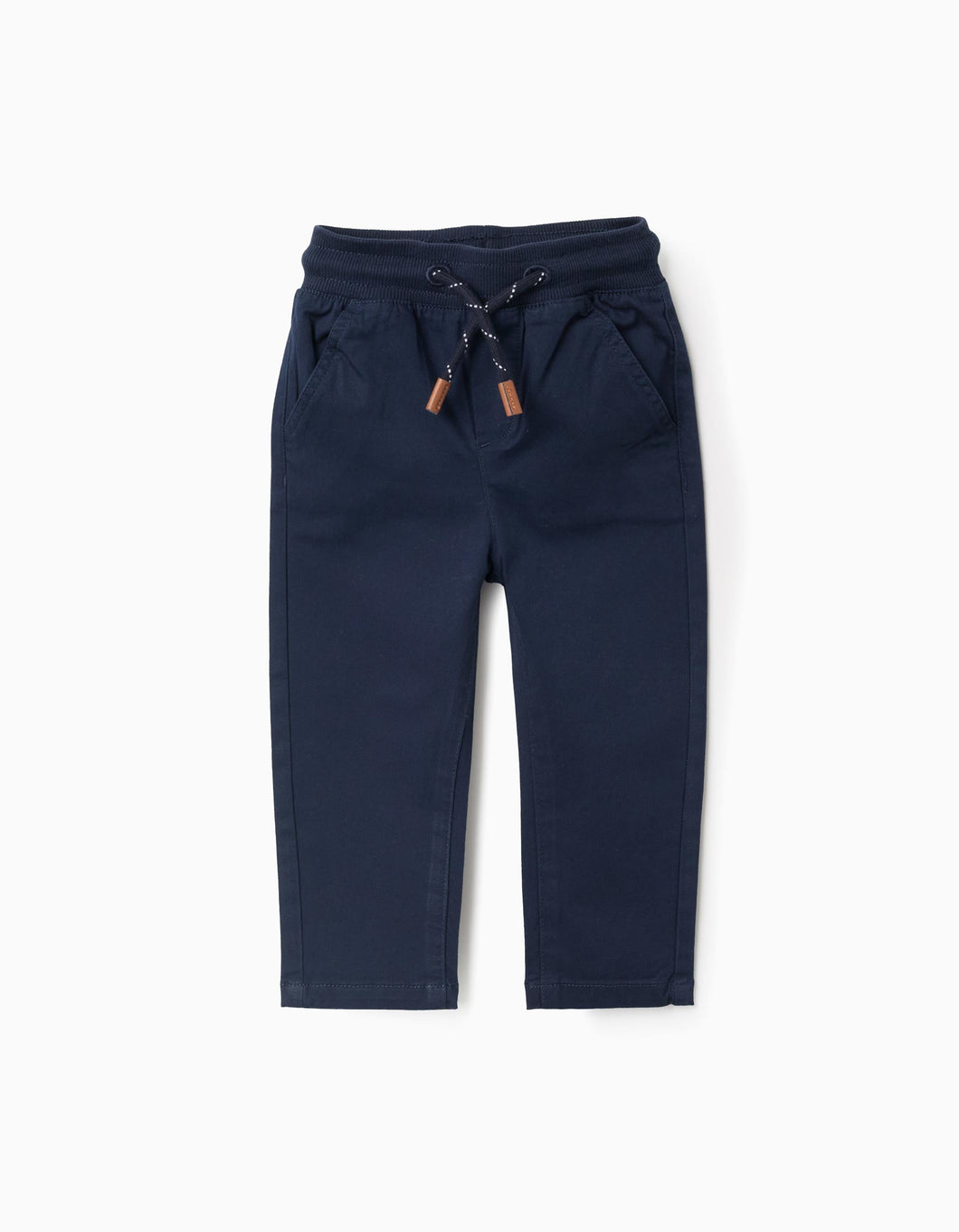 Calças de Sarja com Cintura Elástica e Cordão para Bebé Menino, Azul Escuro Zippy