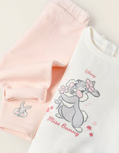 Carregar imagem no visualizador da galeria, Sweat + Calças Cardadas para Recém-Nascida &#39;Miss Bunny&#39;, Branco/Rosa Zippy
