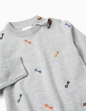 Carregar imagem no visualizador da galeria, Camisola de Malha com Padrão de Chaves para Bebé Menino, Cinza Zippy
