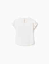 Carregar imagem no visualizador da galeria, T-shirt de algodão com estampado em crochê para bebé menina, branco
