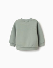Carregar imagem no visualizador da galeria, Sweat cardada com flores e corações para bebé menina, verde-escuro
