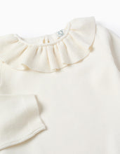 Carregar imagem no visualizador da galeria, Camisola de Malha com Gola de Folhos para Bebé Menina, Branco Zippy
