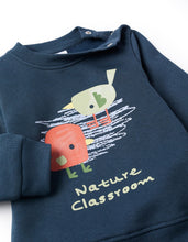 Carregar imagem no visualizador da galeria, Conjunto cardado de sweat estampada + joggers para bebé menino, azul
