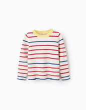 Carregar imagem no visualizador da galeria, Camisola Canelada às Riscas, Bege/Vermelho/Azul Zippy
