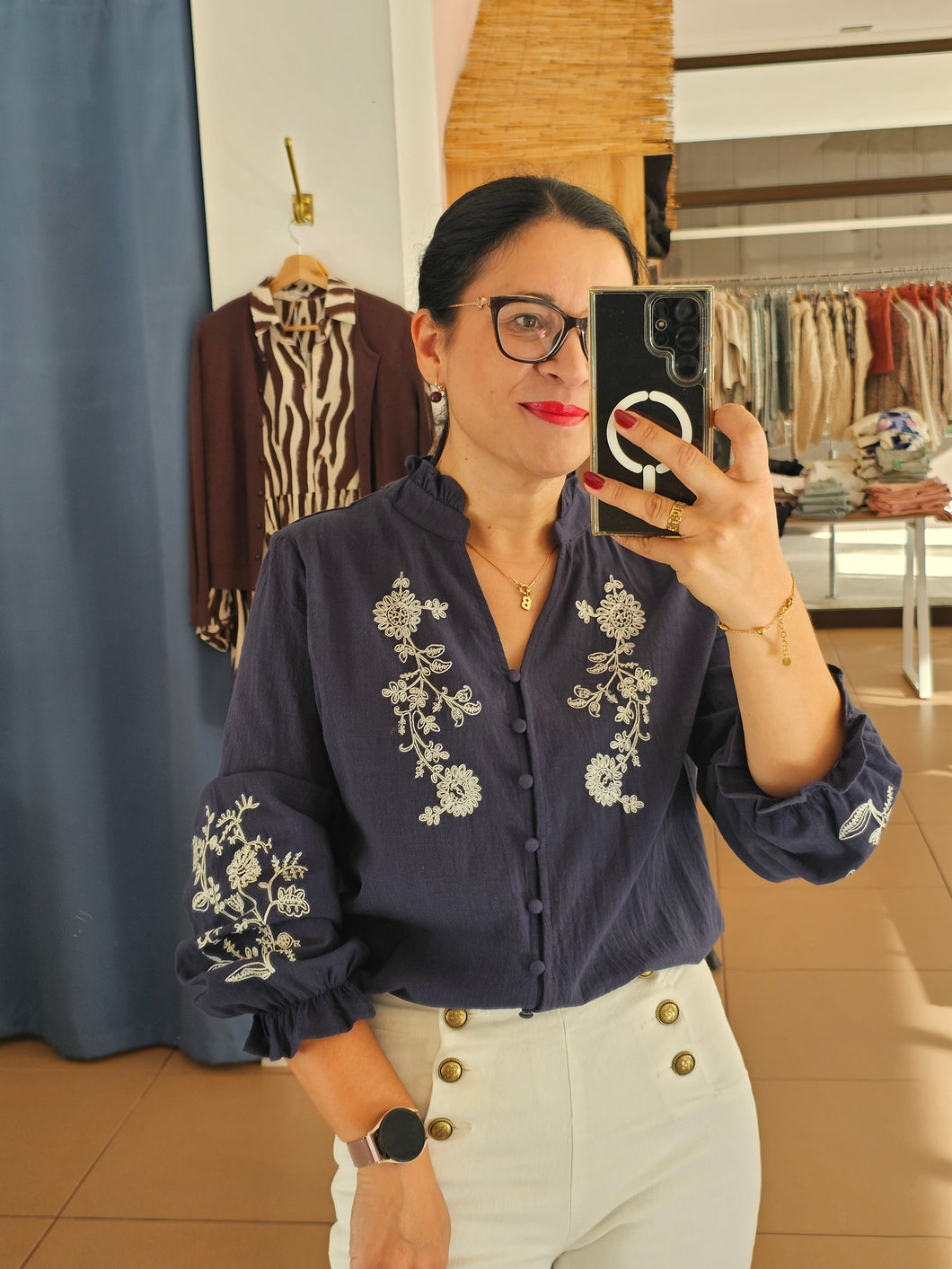 Camisa Marinho Bordada