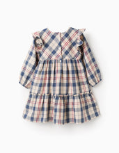 Carregar imagem no visualizador da galeria, Vestido de Algodão com Xadrez para Bebé Menina &#39;B&amp;S&#39;, Bege/Azul/Vermelho
