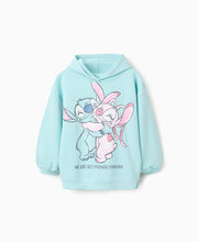 Carregar imagem no visualizador da galeria, Sweat de algodão com capuz e estampado Stitch para menina, azul-claro
