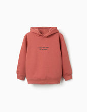 Carregar imagem no visualizador da galeria, Sweat cardada com capuz e estampado para menino, terracota
