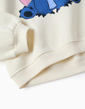 Carregar imagem no visualizador da galeria, Sweat Cardada com Capuz e Lantejoulas para Menina &#39;Stitch&#39;, Bege Zippy
