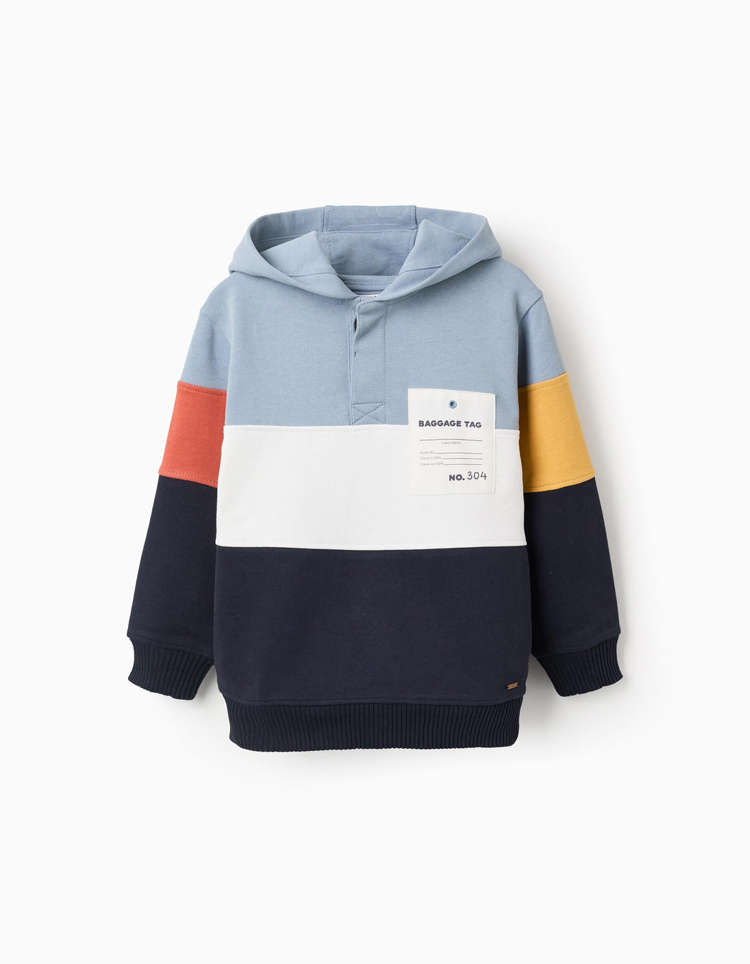 Sweat de Algodão com Capuz e Colour Block Zippy
