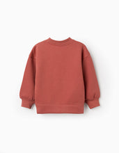 Carregar imagem no visualizador da galeria, Sweat cardada com motivo de arte e natureza para menina, terracota
