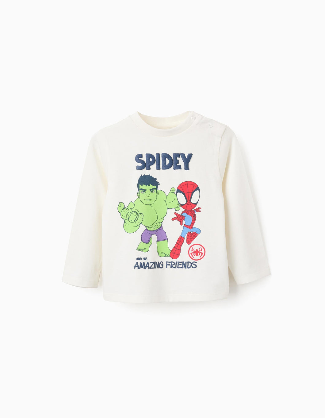 T-shirt de Manga Comprida para Bebé Menino 'Spidey', Bege Claro Zippy