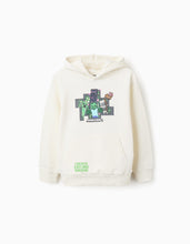 Carregar imagem no visualizador da galeria, Sweat de Algodão com Capuz &#39;Minecraft&#39;, Branco Zippy
