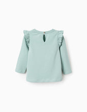 Carregar imagem no visualizador da galeria, T-shirt de Manga Comprida com Folhos para Bebé Menina &#39;Formas&#39;, Verde Zippy

