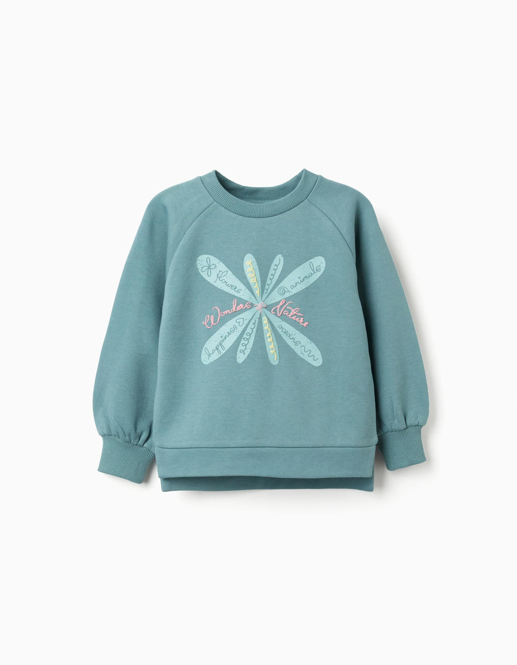 Sweat Cardada com Estampado com Relevo, Verde-Claro Zippy