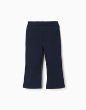 Carregar imagem no visualizador da galeria, Leggings à boca de sino cardadas para bebé menina, azul-marinho
