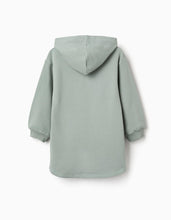 Carregar imagem no visualizador da galeria, Vestido cardado com capuz e estampado Stitch para menina, verde-claro
