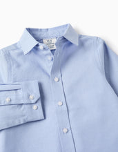 Carregar imagem no visualizador da galeria, Camisa em Oxford de Algodão para Bebé Menino, Azul Zippy
